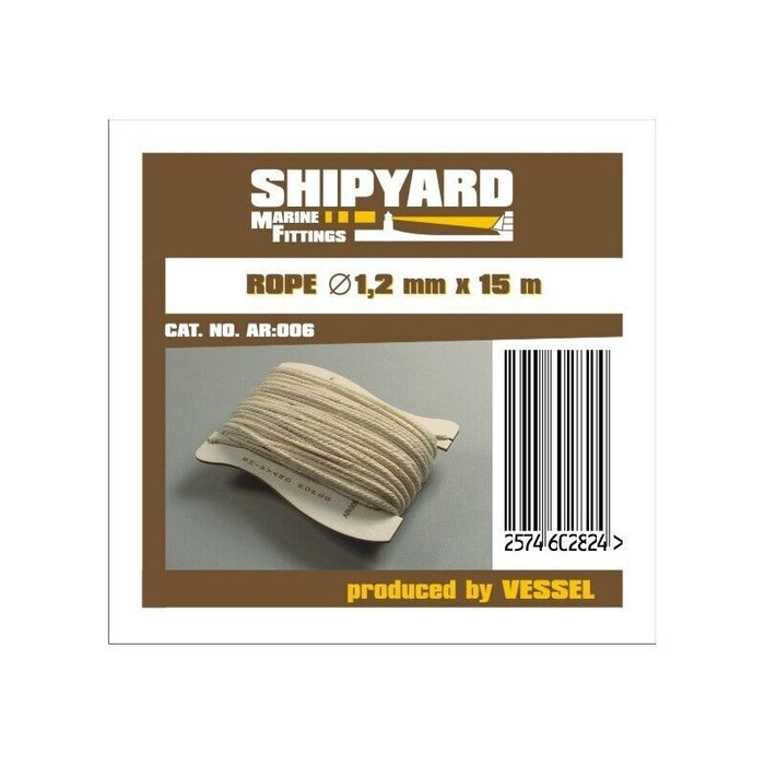Photo of Shipyard's 1.20mm Rope, 15m in length, showcasing its quality and suitable thickness for model ship rigging and intricate detailing.
