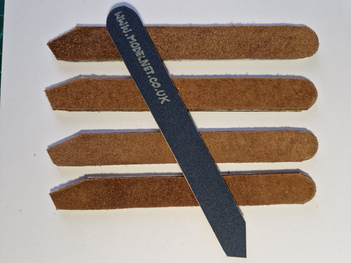 Photo of 4-piece Double-Sided Leather Polishing Slats with Sandpaper, featuring grits P150 to P400, ideal for detailed crafting and finishing work.