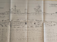 Detailed view of the 1974 Oktiabrskaja Rewolucja Soviet Battleship model plans, published by LOK, showcasing the intricacy and historical accuracy of the six A1 sheets.