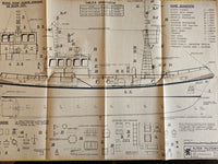 Image of vintage 'Oliwa' Polish cargo ship model plans by LOK, 1979 edition, showing the slightly worn cover taped for protection but plans in great condition.