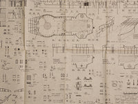 Photo of the cover and sample sheets of ORP Piorun WWII Destroyer Model Plans by LOK, showing historical details and the condition of the plans.