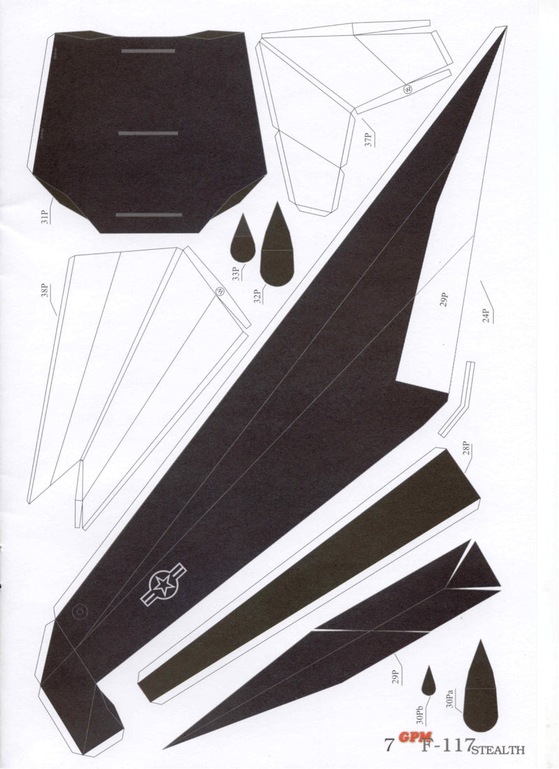 Lockheed F-117 Nighthawk 1:33 scale cardboard model kit by GPM