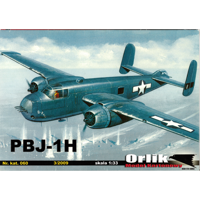 Image of the Orlik PBJ-1H 1:33 Scale Model, showcasing the intricate details and accuracy of this military aircraft paper model kit, perfect for aviation enthusiasts.