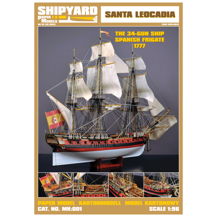 Image of the SANTA LEOCADIA Card Model Kit by Shipyard, showcasing the detailed laser-cut frame and high-quality card components for an authentic model building experience.
