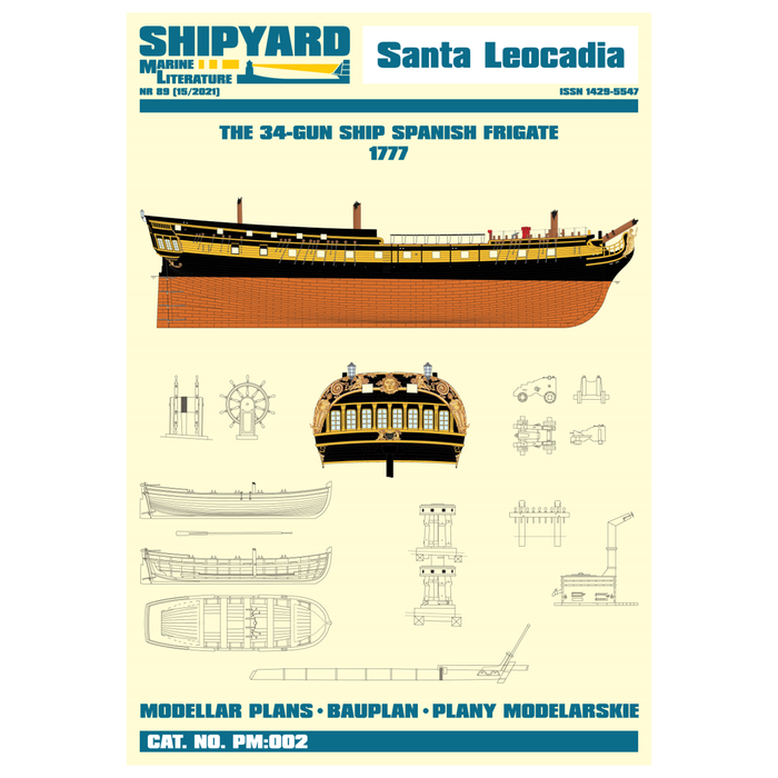 Photo of Santa Leocadia Construction Plans from Shipyard, featuring detailed blueprints and layouts for building a scale model of the historic ship.