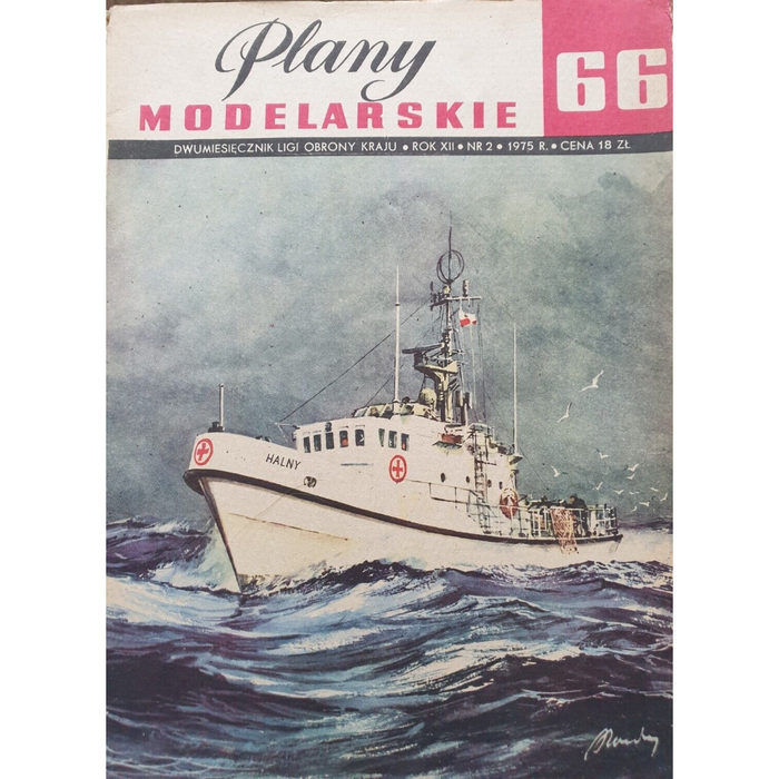 Image of the 1975 LOK Publishing's R-17 Halny and Pegaso ship model plans, highlighting the historical designs and aged condition with paper discolorations.