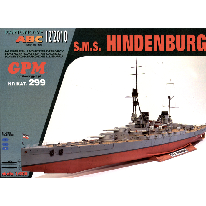 Image showcasing the GPM SMS Hindenburg 1:200 card model kit, highlighting its detailed components and historical accuracy, perfect for advanced modeling enthusiasts.