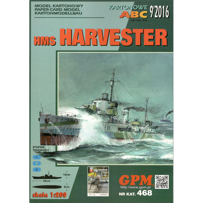 Detailed image of the GPM HMS Harvester 1:200 Scale Model Kit, showcasing the precision and historical accuracy of this WWII British Destroyer replica.