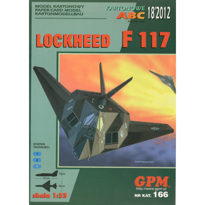 Photo of Lockheed F-117 Nighthawk 1:33 scale cardboard model kit by GPM