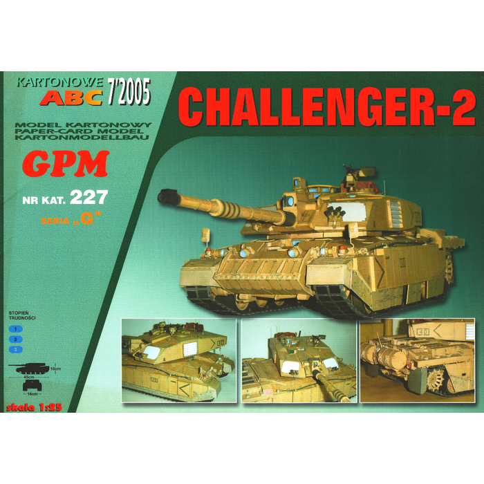 Photo of GPM British Challenger-2 Tank Model Kit showing detailed cardboard pieces and packaging