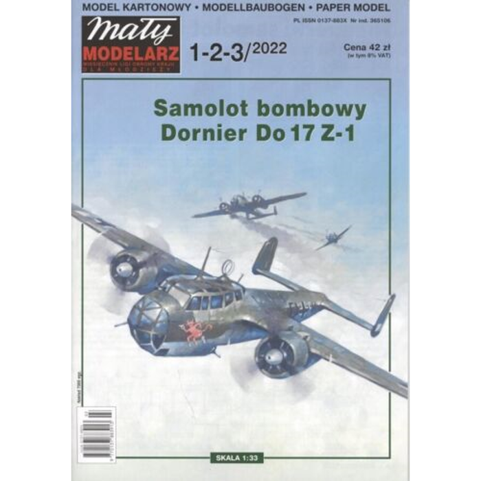 Image of Maly Modelarz Dornier Do 17 Z-1 Scale 1:33 model, showcasing the detailed replica of the WWII twin-engine bomber, perfect for aviation modeling enthusiasts.