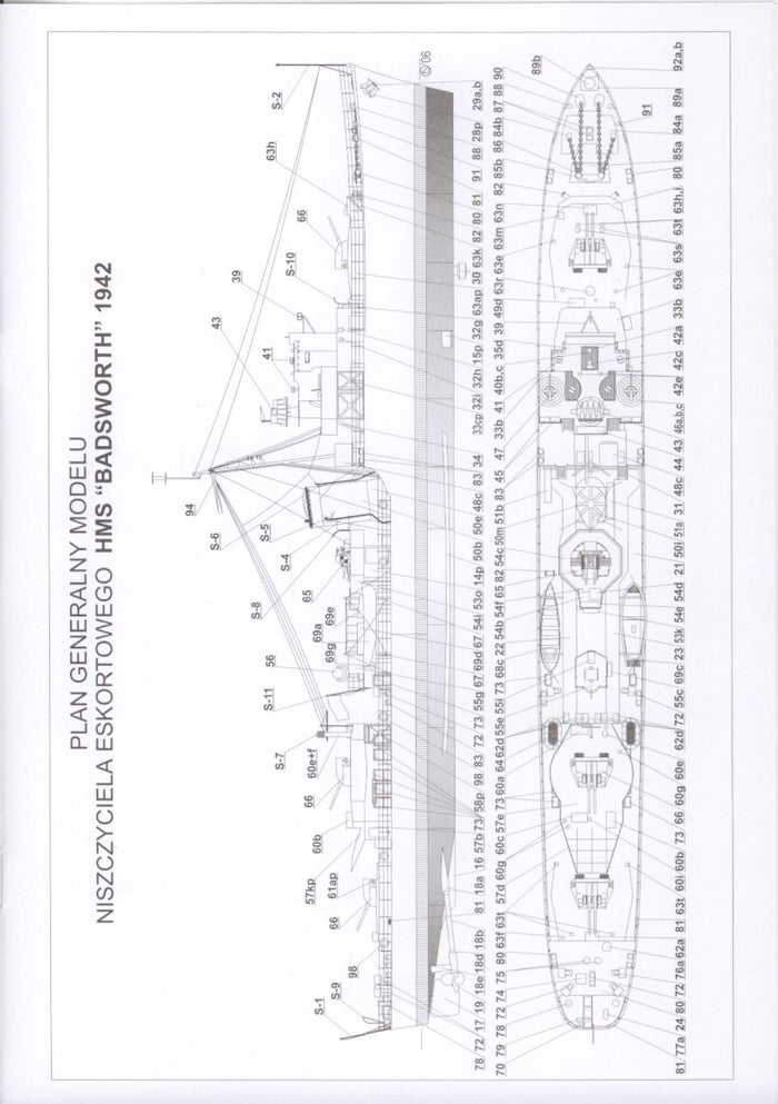 Image of GPM's Hunt II Class Escort Destroyer card model kit, highlighting the detailed design of HMS Chiddingfold and HMS Badsworth options.