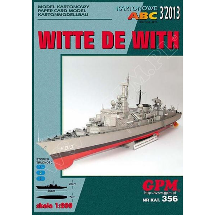 Photo of GPM Publishing's Witte De With 1:200 Scale Card Model Kit, showcasing the detailed components and design of this historically accurate naval vessel replica.