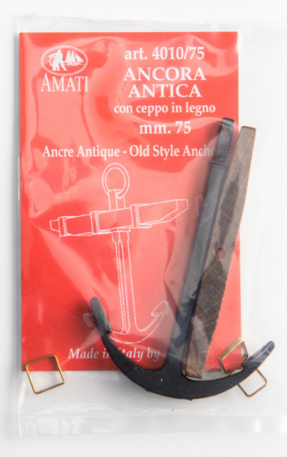Image of Amati's 75mm Old Style Anchor, showcasing a detailed and authentic replica of a traditional anchor at a miniature scale, ideal for adding historical accuracy to model shipbuilding and nautical dioramas.