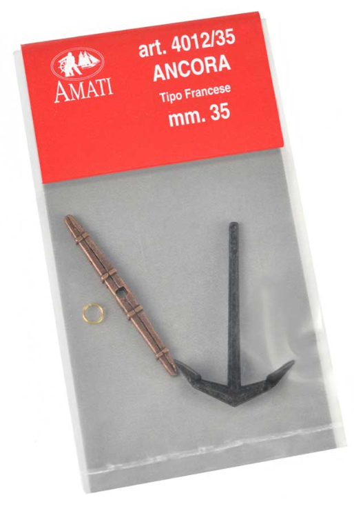 Image of Amati's 20mm Spanish Style Anchor, featuring a detailed and authentic miniature replica of a traditional Spanish anchor, perfect for adding historical accuracy to model ships and nautical dioramas.