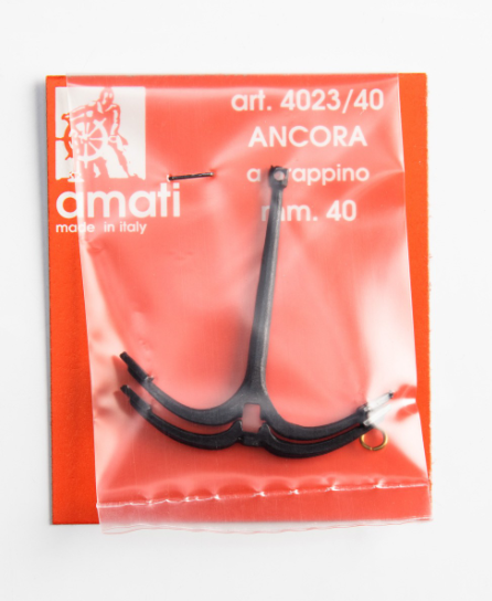 Image of Amati's 40mm Grapnel Anchor, showcasing a detailed and historically accurate miniature replica of a traditional grapnel anchor, ideal for adding realism and intricate design to model ships and nautical dioramas.