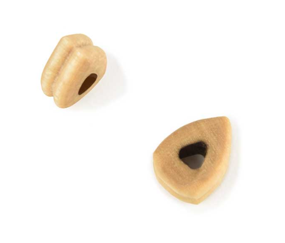 Image of Amati B4061 6mm Closed Heart Deadeyes, showing a set of 20 precisely crafted miniature rigging components, ideal for adding intricate and authentic details to model ship rigging.