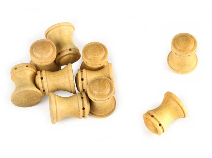 Image of Amati B4110,01 15mm Boxwood Capstans, a 2-piece set showcasing finely crafted capstans, ideal for adding detailed, authentic deck features to scale model ships.