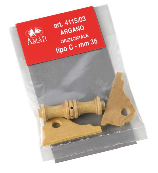 Photo of Amati B4115,03 33mm Wooden Windlass Type C, showcasing its intricate design and craftsmanship, ideal for adding a realistic touch to detailed model ships.