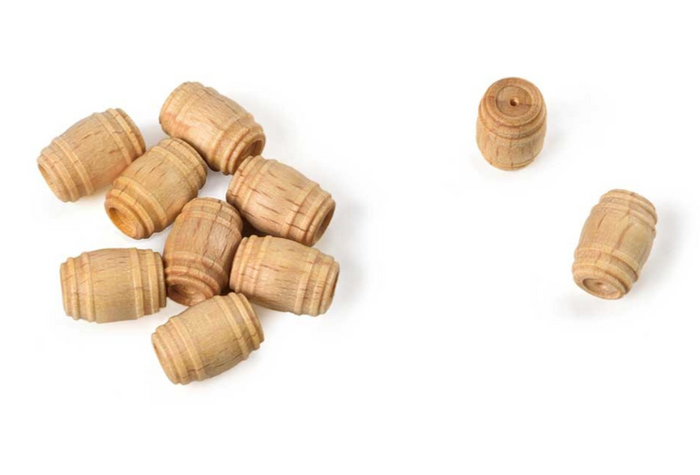 Image of Amati B4120,10 10mm Wooden Casks, showcasing finely turned miniature barrels, ideal for adding authentic and detailed elements to model ship scenes and dioramas.