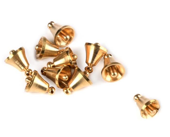 mage of Amati B4140,06 6mm Brass Bells, showcasing their intricate design and shiny brass finish, perfect for adding detailed, authentic touches to model ships and maritime dioramas.