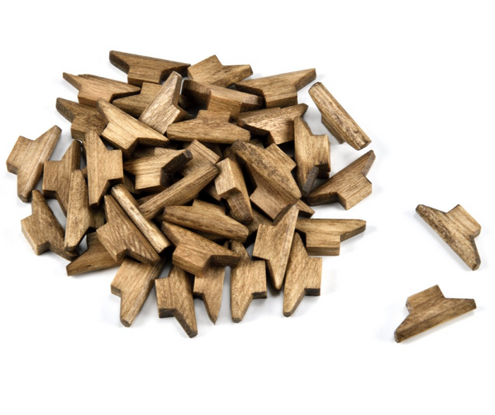 Image of Amati B4270 Wooden Cleats, 12mm size, showcasing a pack of 20 high-quality wooden cleats, ideal for detailed rigging and decorative elements in model shipbuilding.
