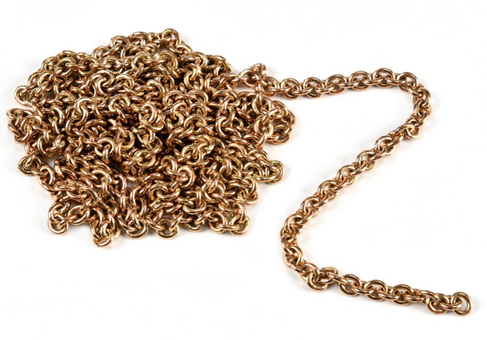 Image of Amati B4360,06 Brass Chain Type D, featuring a 5mm link size and 1m length, ideal for detailed model ship rigging, dioramas, and decorative crafts.