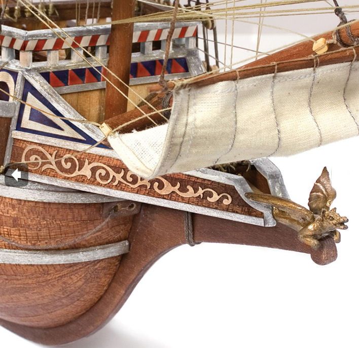Image of Occre's HMS Revenge Galleon Model Kit (13004), a detailed 1:85 scale replica of Drake's Flagship, showcasing the intricate design and quality craftsmanship.
