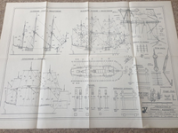 Image of the 1979 'Priediestinacja' Russian sailing ship model plans by LOK Publishing, showcasing the vintage quality and historical significance of these detailed construction blueprints.