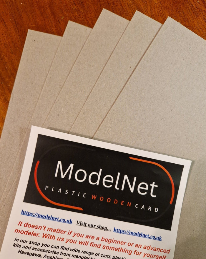 Photo of 1mm Thick Greyboard Modeling Cardboard in A4 Size, a pack of 5 sheets, suitable for a wide range of crafting and model-making applications.