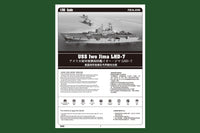 Image of the Hobby Boss 83408 USS Iwo Jima LHD-7 model kit, showcasing its detailed 1:700 scale replica of the iconic U.S. Navy amphibious assault ship.