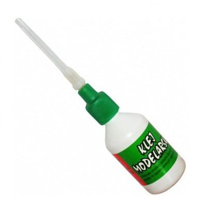 Image of Wamod 30g Adhesive with Needle, designed for precise application on plastic models, showcasing the product's packaging and needle tip for accurate glueing.