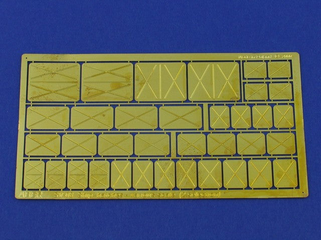 Photo of ABER Ship Hatches Type B (RE-SV-08), high-quality photo-etched brass hatches for warship scale models, various sizes for historical naval models.