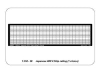 Photo of ABER (RE-350-08) Japanese WWII ship railings 1:350 scale, 8-piece photo-etched brass set with detailed supports and rods.