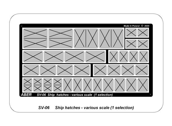 Photo of Ship Hatches Various Scale Type A ABER (RE-SV-06), a high-quality photo-etched set for warship scale models, featuring detailed hatch designs for realism.