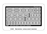 Photo of Ship Hatches Various Scale Type A ABER (RE-SV-06), a high-quality photo-etched set for warship scale models, featuring detailed hatch designs for realism.