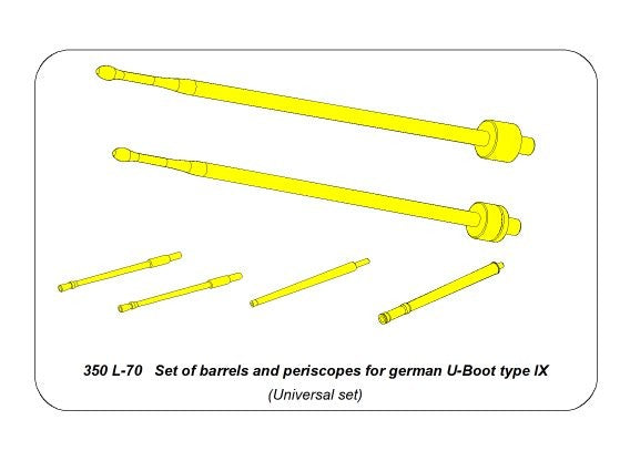 Photo of ABER RE-350 L70 U-Boot Type IX barrels and periscopes 1:350 scale upgrade set.