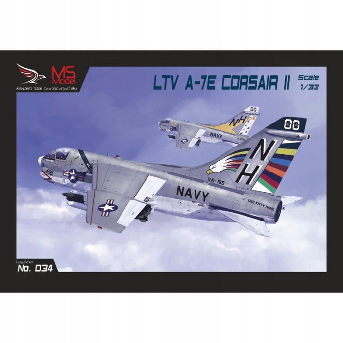 Photo of the LTV A-7E Corsair II card model kit in 1:33 scale from Answer/MS Model Publishing, showcasing intricate details and high-quality materials.