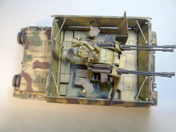 Image of the 1:25 scale Mobelwagen Card Model Kit by Angraf, showcasing the detailed design and quality card stock components of this WWII German anti-aircraft vehicle.