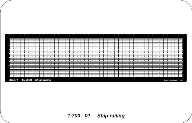 Photo of ABER RE-700-01 1:700 scale railing with 3 horizontal rods, high-quality brass model accessory.