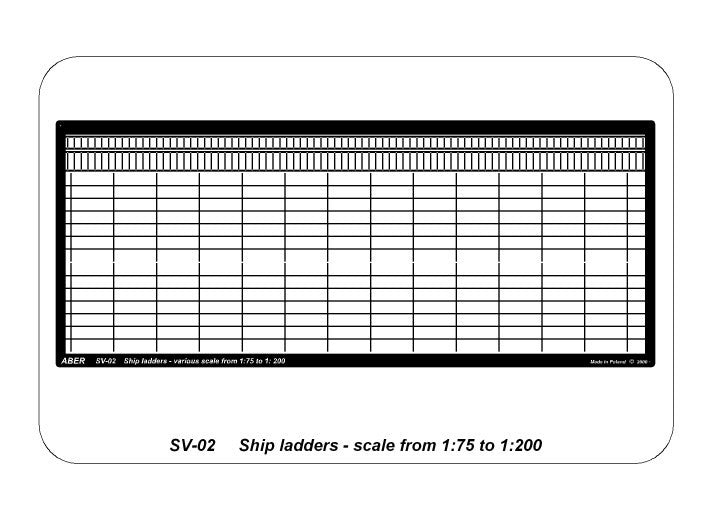 Photo of ABER RE-SV-02 ship ladders for scale models (1:75 to 1:200), high-quality photo-etched brass detailing accessory.