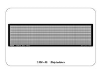 Photo of ABER RE-350-05 1:350 scale ship ladders, photo-etched brass set with detailed rungs, designed for model shipbuilding.