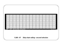 Photo of ABER Ship Chain Railing RE-200-07, 1:200 scale, featuring two horizontal bars and realistic chain details, 15 cm long, 7 pieces.