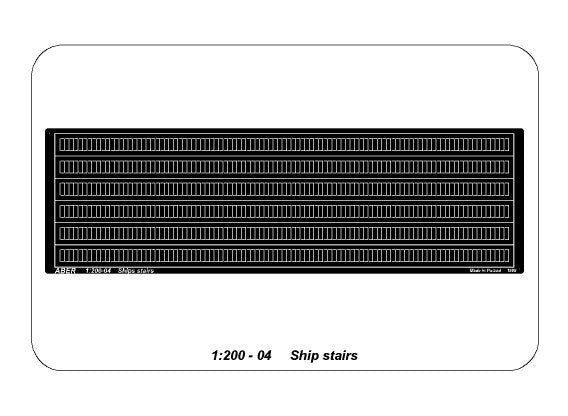 Photo of ABER Ship Stairs 1:200 Scale (RE-200-04) – 6 finely detailed photo-etched brass ladders, each measuring 15 cm, for realistic ship modeling.