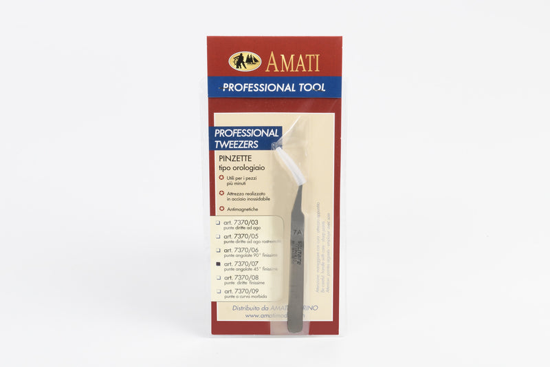 Photo of Amati 45° Angled Point Tweezers (B7370,07) – precision model building tool made from stainless steel.