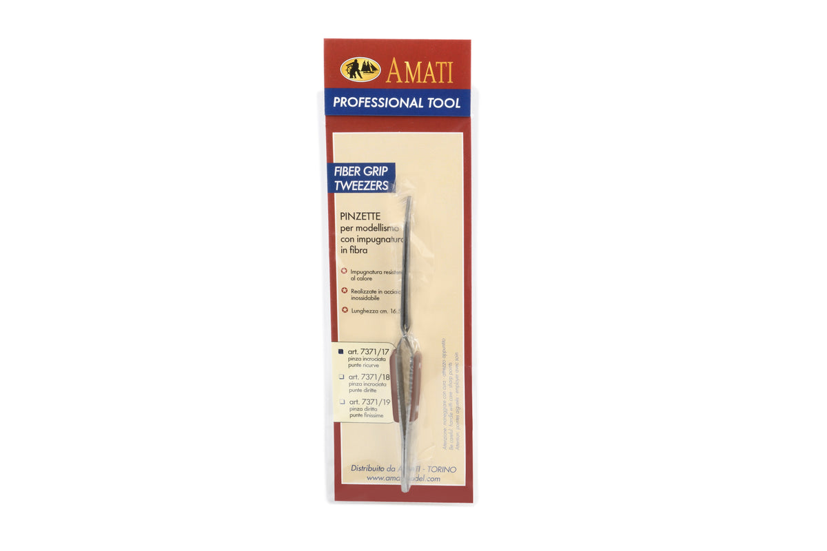 Photo of Amati Cross Lock Bent Nose Tweezers (B7371,17) - Precision Hobby Tool