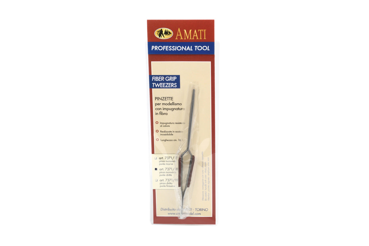 Photo of Amati Cross Lock Tweezers Straight B7371,18 - Precision Model Tool