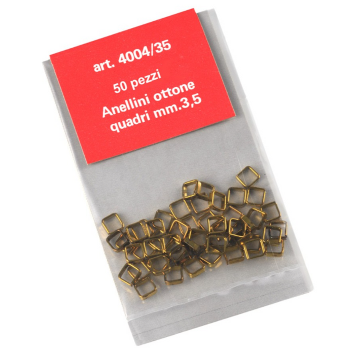 Photo of Amati B4004/35 Square Brass Rings 3.5mm - Pack of 10