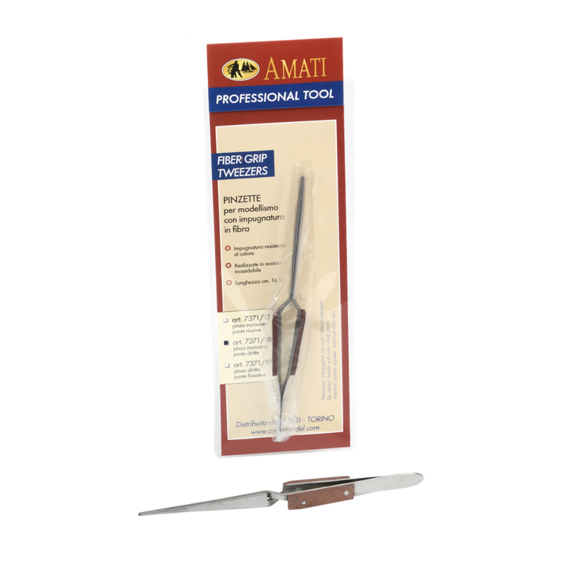 Photo of Amati Cross Lock Tweezers Straight B7371,18 - Precision Model Tool