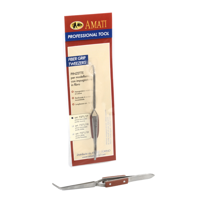 Photo of Amati Cross Lock Bent Nose Tweezers (B7371,17) - Precision Hobby Tool